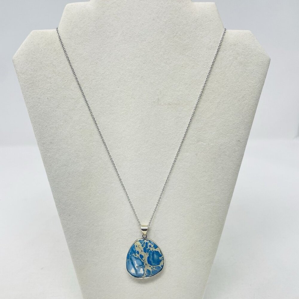Shop LC Howlite Pendant in Silvertone with Stainless Steel Chain 20in Long‎ 5197
